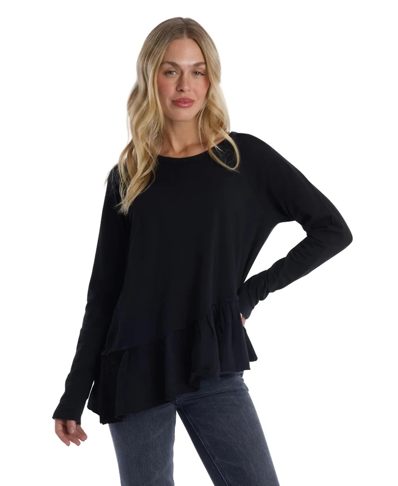 Wilt Clothing Women's Raglan Long Sleeve Asymmetric Peplum