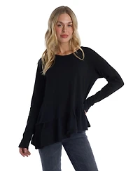 Wilt Clothing Women's Raglan Long Sleeve Asymmetric Peplum