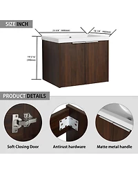 Sillysis Floating Bathroom Vanity with Resin Sink, Modern Plywood Cabinet