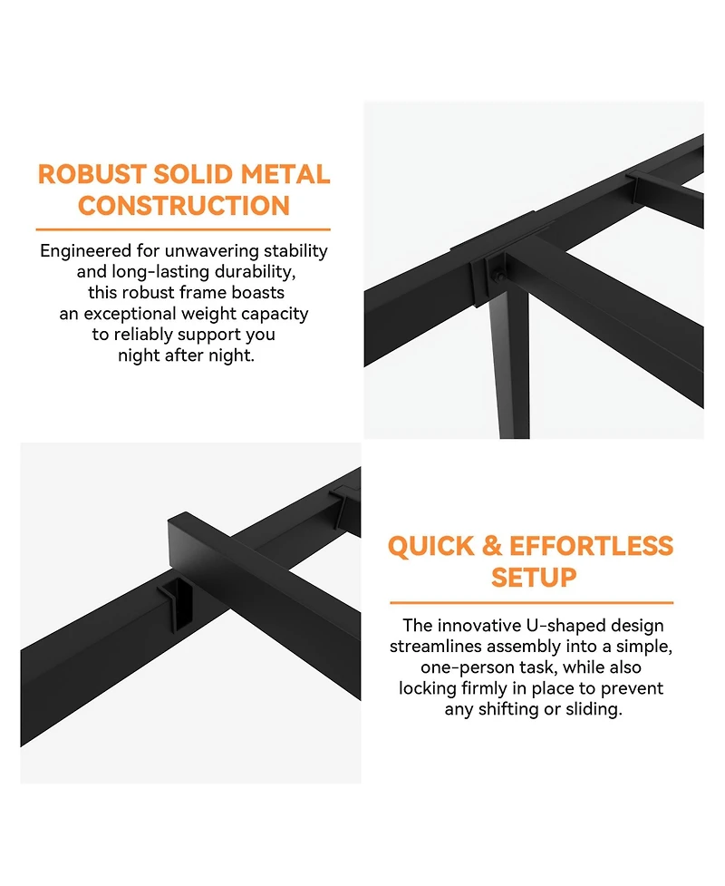 Homfan Metal Platform Bed Frame with Decorative Headboard and Footboard, Underbed Storage, Box Spring Not Required