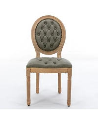 sumyeg French Style Solid Wood Frame Dining Chair with Pu Leather Upholstery and Nailhead Trim Set of 2
