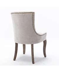 sumyeg Ultra Side Dining Chair with Upholstered Fabric Seat Solid Wood Legs and Nailhead Trim Set of 2