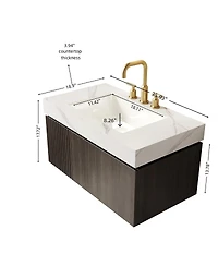 Sillysis Bathroom Vanity with Carrara Sintered Stone Top, Ceramic Undermount Sink, Soft Close Cabinet, Pre-assembled