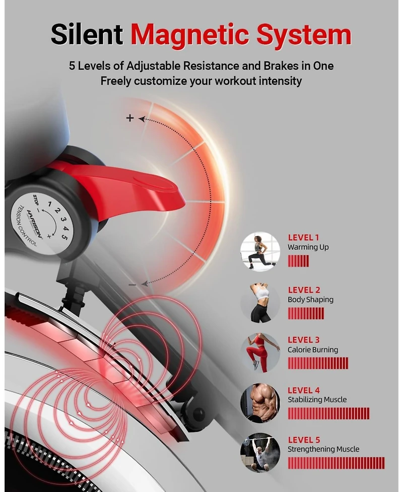 Harison Semi-Commercial Exercise Bike, 400 lbs Capacity, Magnetic with Bluetooth (Hrm-X8)