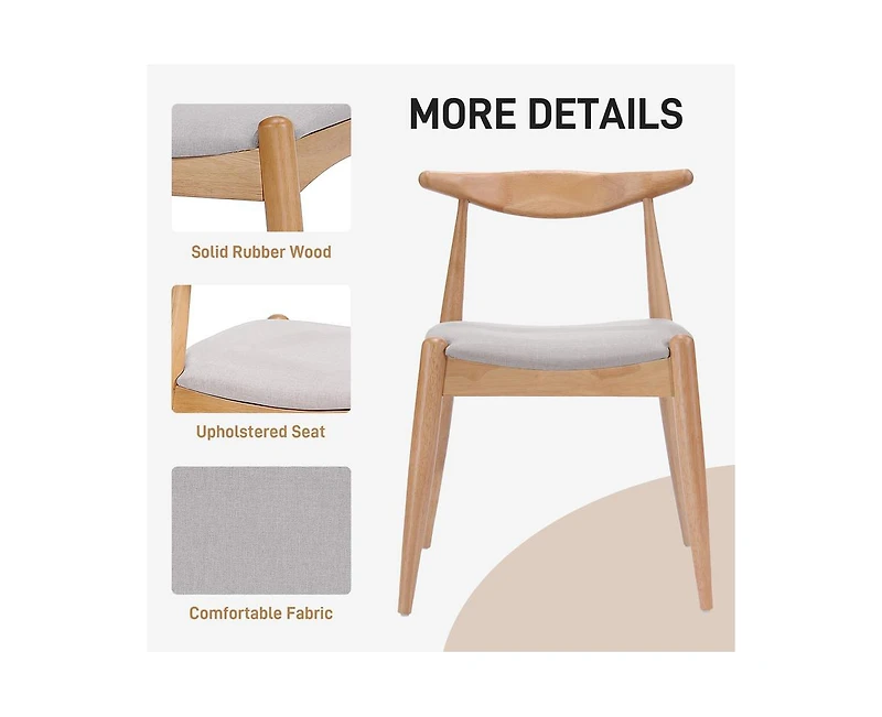 sumyeg Rubberwood Dining Chairs with Ergonomic Backrest and Cushioned Seat Set of 2