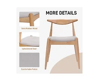 sumyeg Rubberwood Dining Chairs with Ergonomic Backrest and Cushioned Seat Set of 2