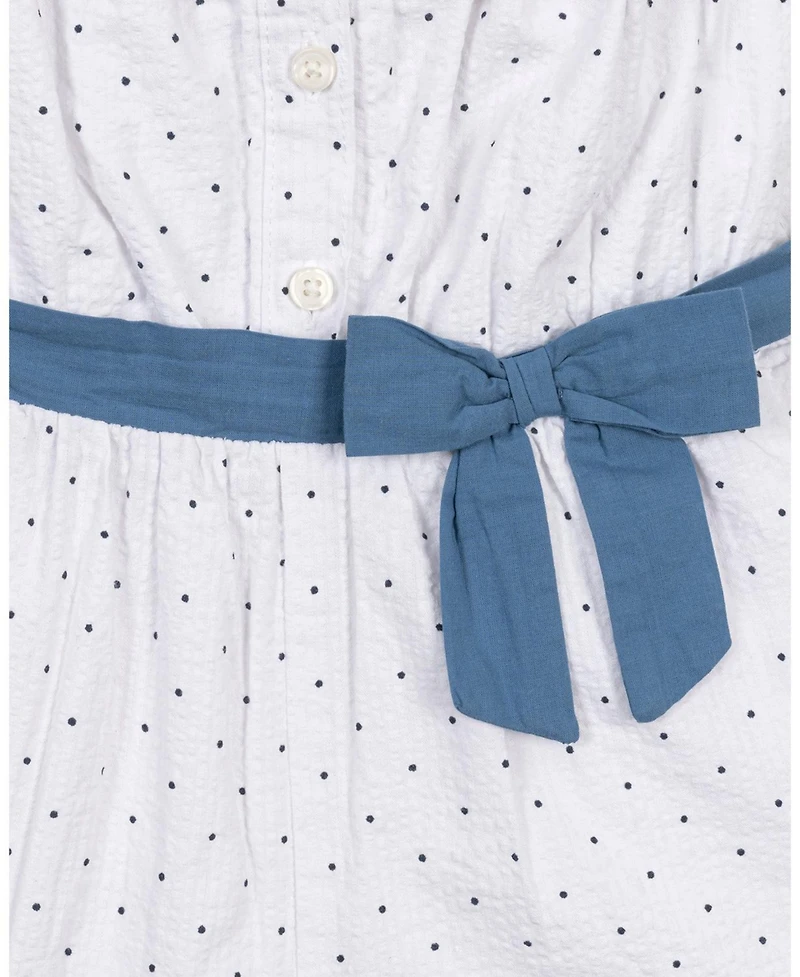 Hope & Henry Little Girls and Organic Ruffle Collar Button Front Seersucker Romper