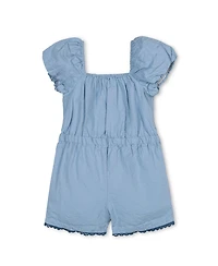 Hope and Henry Little Big Girls' Organic Puff Sleeve Seersucker Romper