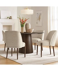 Maison Boucle Upholstered Dining Chairs Set of 2, Solid Wood Legs, Room
