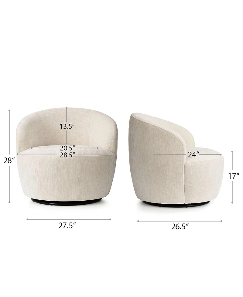 Maison Boucle Modern Swivel Barrel Accent Chair, Upholstered Lounge 1 Piece