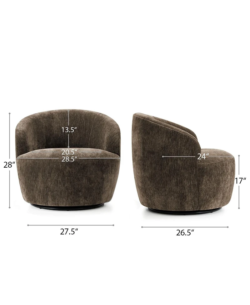 Maison Boucle Modern Swivel Barrel Accent Chair, Upholstered Lounge 1 Piece