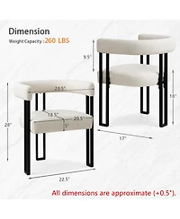 Maison Boucle Modern Upholstered Dining Chairs Set of 2, Metal Legs, Armchair