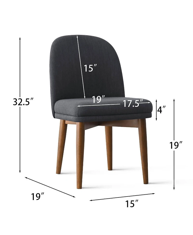 Maison Boucle Linen Blend Upholstered Dining Chairs Set of 2, Walnut Wood Legs