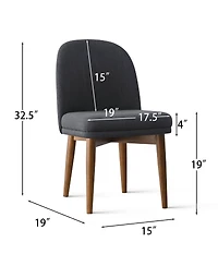 Maison Boucle Linen Blend Upholstered Dining Chairs Set of 2, Walnut Wood Legs