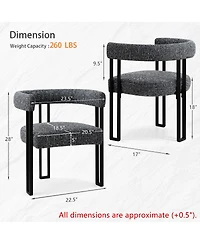 Maison Boucle Modern Upholstered Dining Chairs Set of 2, Metal Legs, Armchair