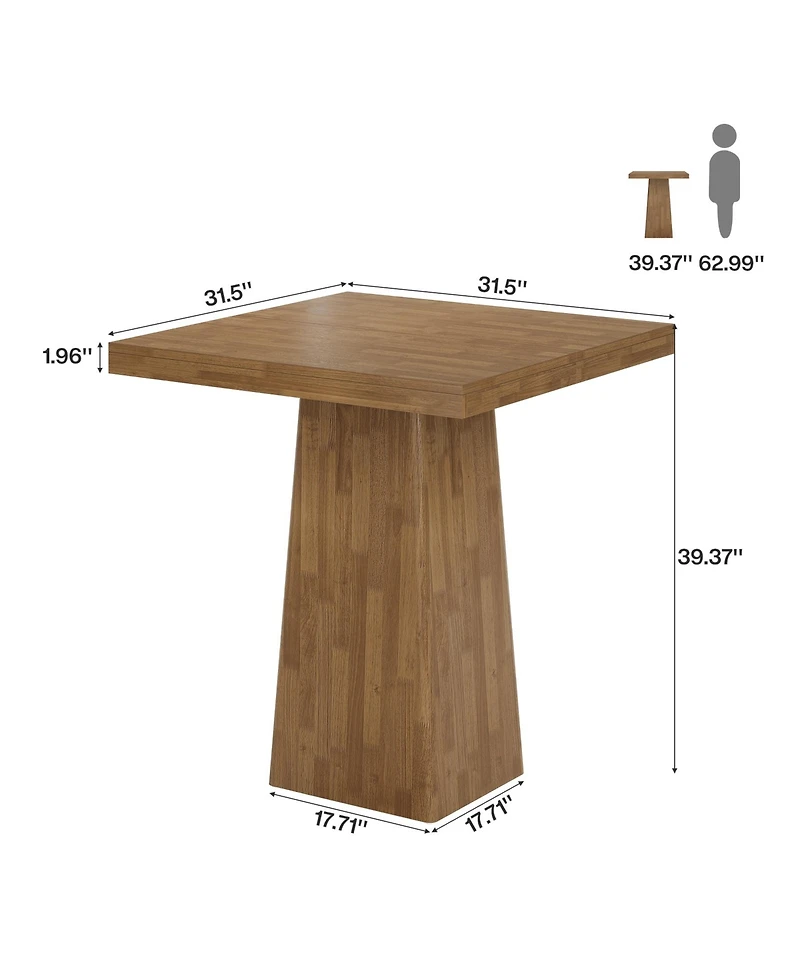 Tribesigns Square Bar Table, 31.5-Inch Small Kitchen Dining Table, Industrial Counter Height Pub Cocktail Furniture Home Bar Unit