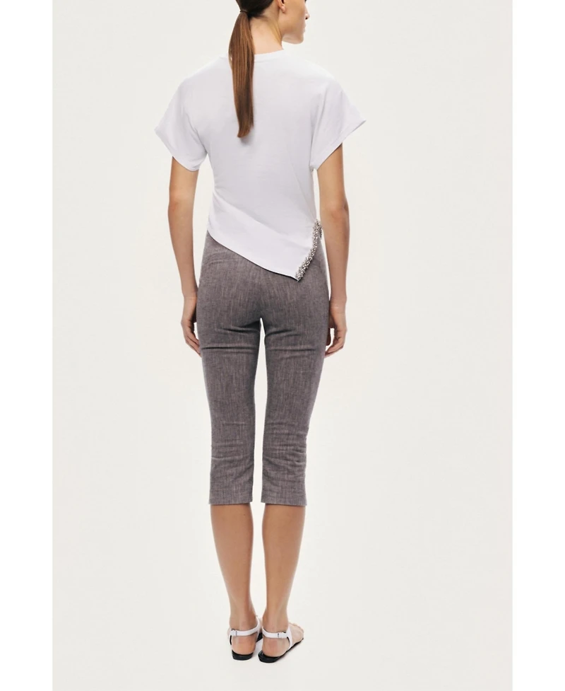 Nocturne Women's Tailored Linen Blend Capri Pants