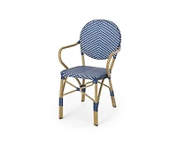 sumyeg French Style Outdoor Accent Chairs with Rattan and Bamboo Print Aluminum Frame(Set of 2