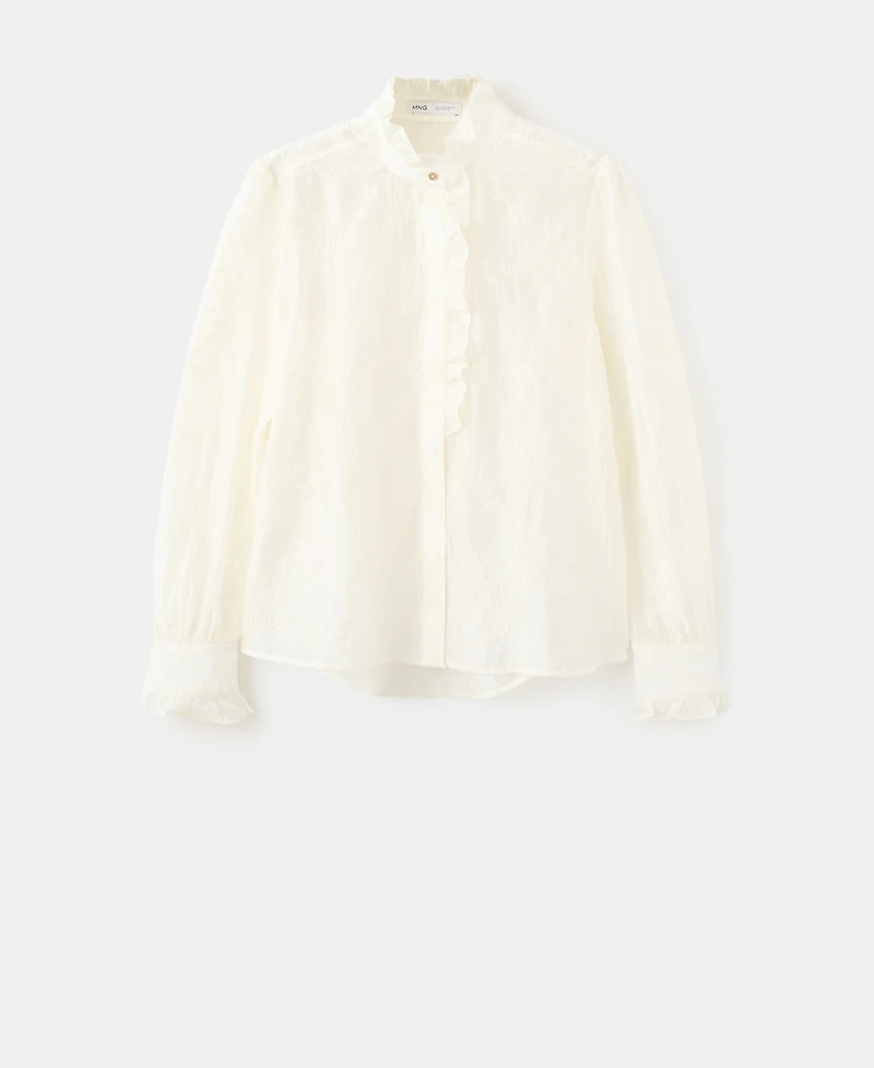 Mango Women's Floral Embroidery Lyocell Blouse