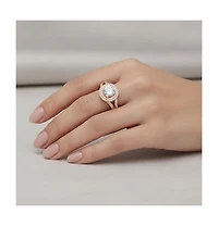 Stunning Sterling Silver 18K Rose Gold Plated with Big Round Cubic Zirconia Ring