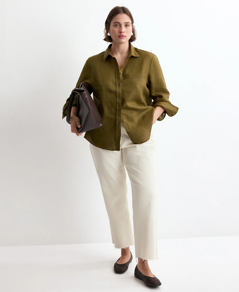 Mango Women's Pocket Linen Shirt