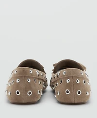 Mango Women's Eyelets Suede Loafers