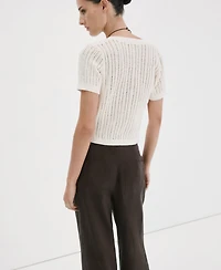 Mango Women's Openwork Knit Cardigan Sweater