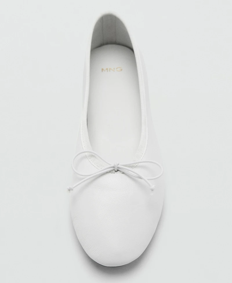 Mango Women's Bow Leather Ballet Flats