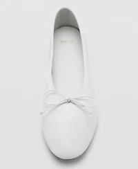 Mango Women's Bow Leather Ballet Flats