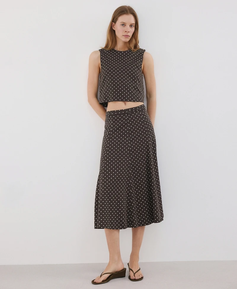 Mango Women's Polka-Dot Linen Top