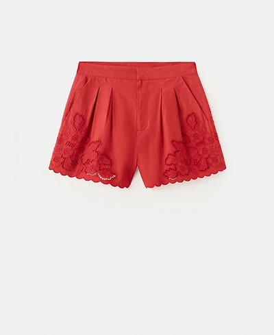 Mango Women's Lace Accents Embroidered Shorts