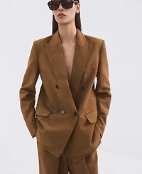 Mango Women's Double-Breasted Linen Suit Blazer
