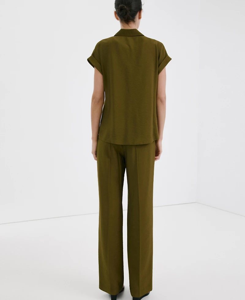 Mango Women's Straight Mid-Rise Pants