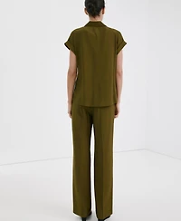 Mango Women's Straight Mid-Rise Pants