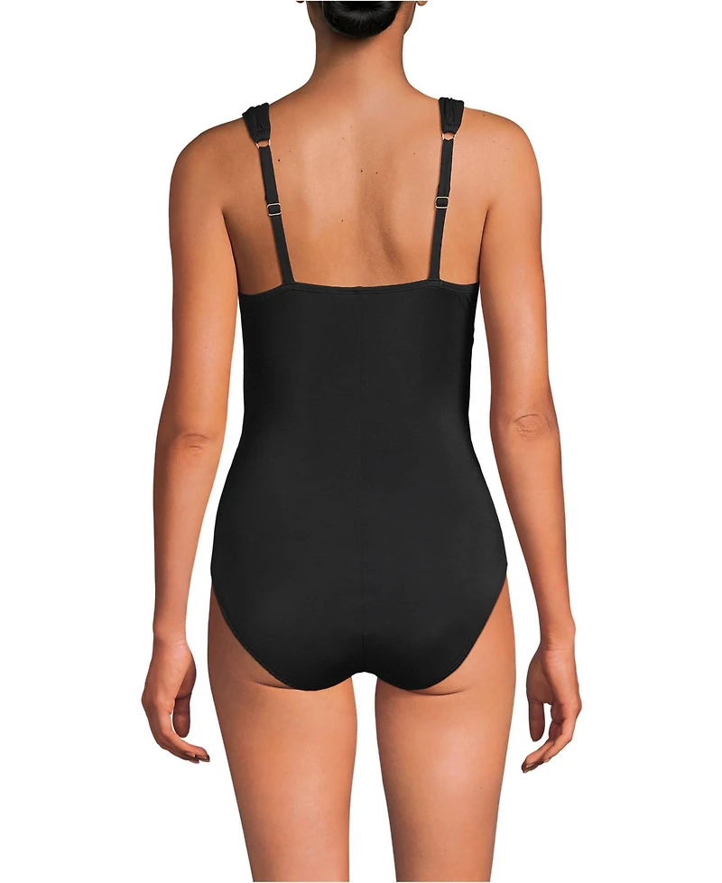 Lands' End Women's New SlenderSuit Grecian Adjustable Low Leg One Piece