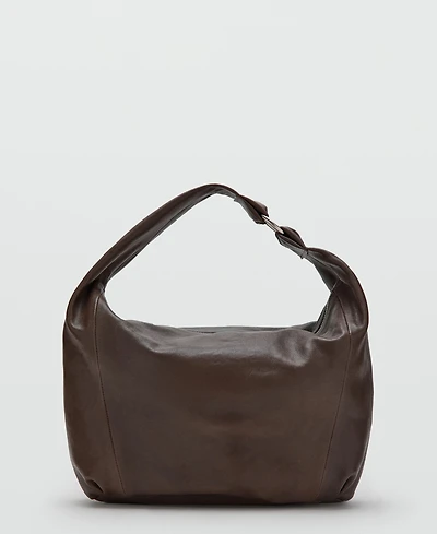 Mango Women's Metallic Detail Leather Sack-Style Bag