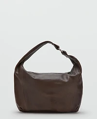 Mango Women's Metallic Detail Leather Sack-Style Bag