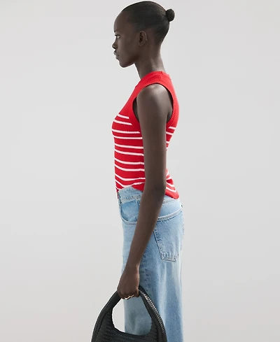 Mango Women's Striped Knit Top