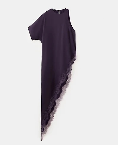 Mango Women's Asymmetric Satin Lace Top