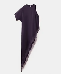 Mango Women's Asymmetric Satin Lace Top