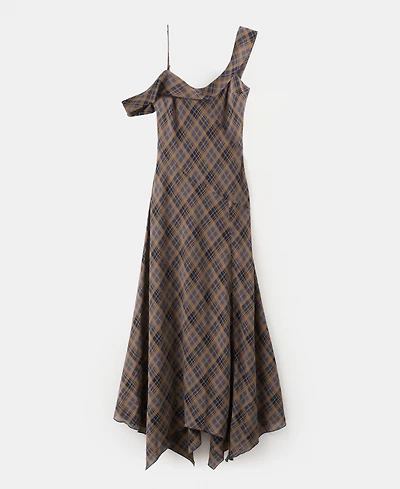 Mango Women's Check Asymmetrical Dress