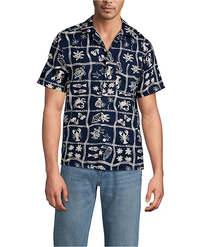 Lands' End Men's Short Sleeve Hawaiian Camp Collar Shirt