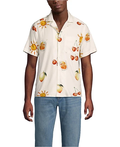 Lands' End Men's Short Sleeve Camp Collar Hawaiian Shirt