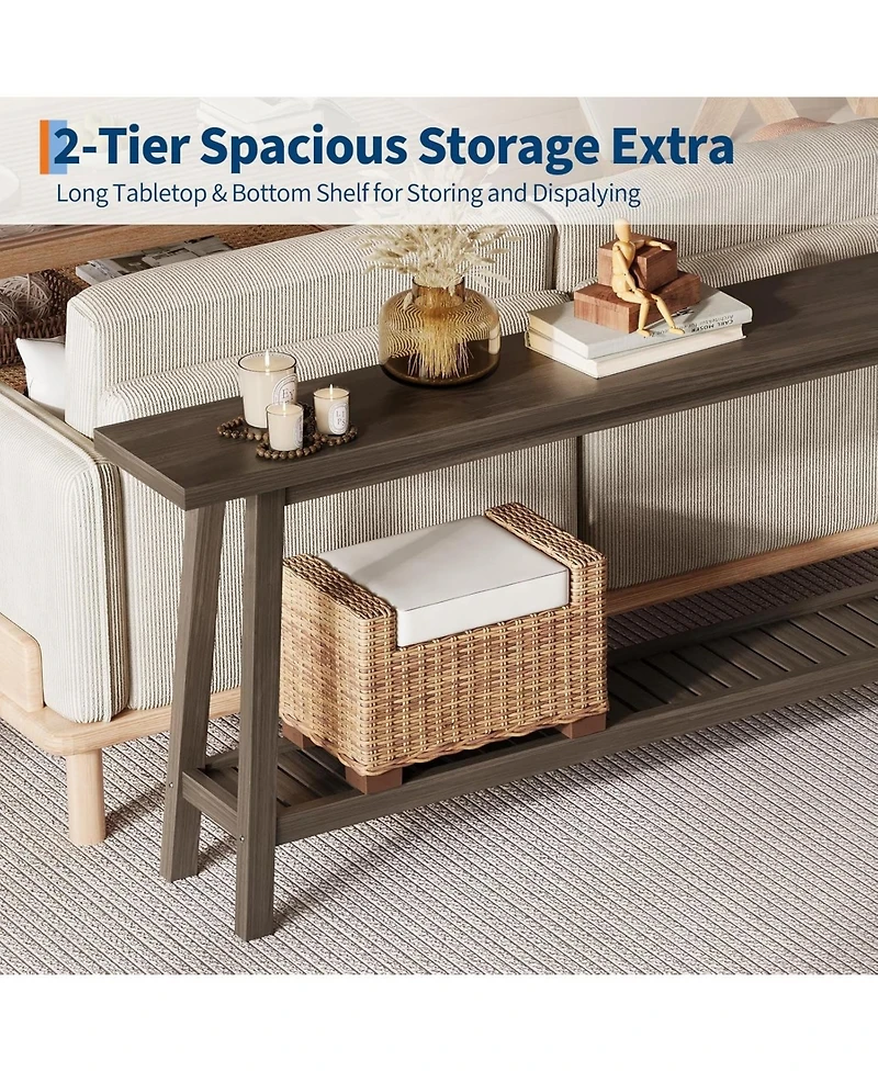 gaomon 70.9 Inch Console Table, 2-Tier Narrow Sofa Table Behind Couch, Extra Long Entryway Table for Hallway, Industrial Farmhouse Entry Table