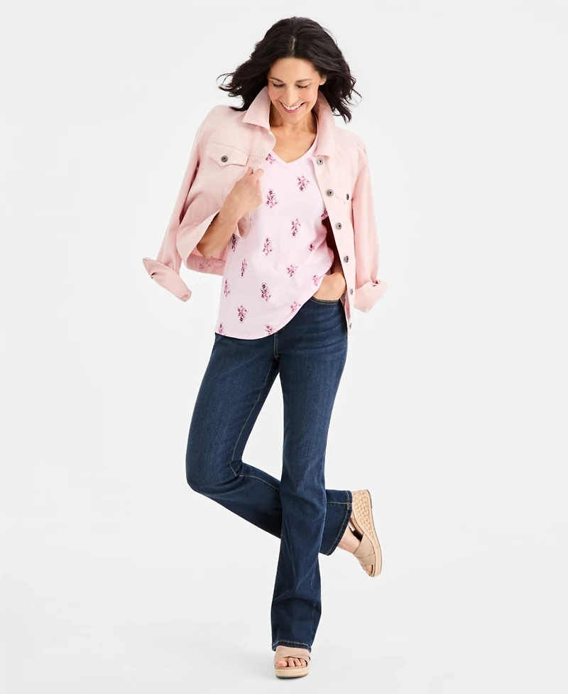 Style & Co Women's Printed Short-Sleeve V-Neck Top, Macy's Exclusive