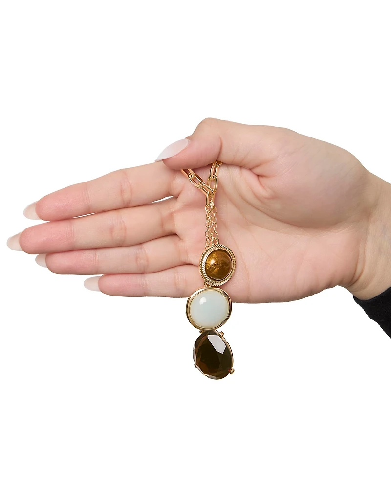 Jessica Simpson Resin Stone Dangle Pendant Necklace for Women, Gold-Tone Statement Necklace