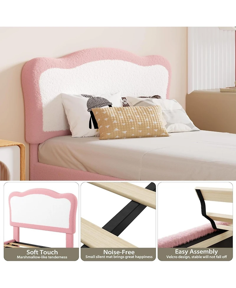 gaomon Bed Frames for Kids with Soft headboard, Velvet Low Frame Girls, Boys