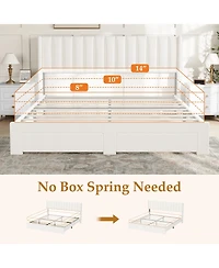 homfan Bed Frame with 2 Storage Drawers, Velvet Upholstered Platform Bed, No Box Spring Needed, Noise Free