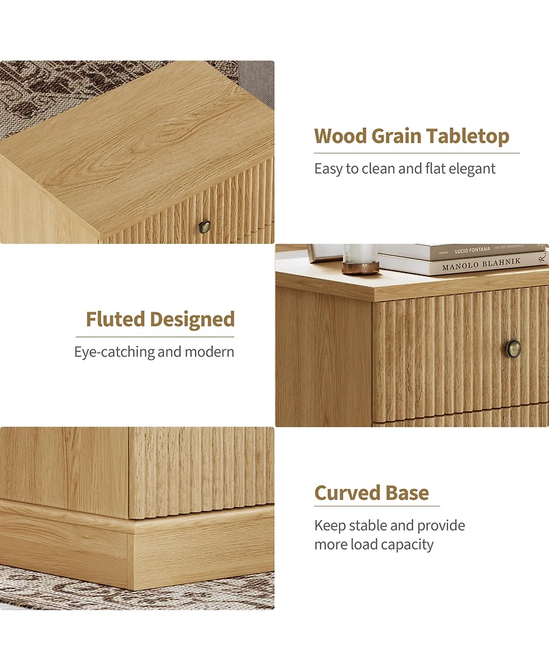 gaomon Adult 2-Drawer Nightstand, Engineered Wood Storage Bedside Table