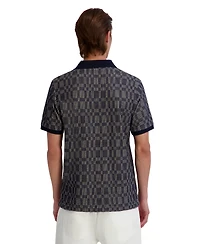 Karl Lagerfeld Paris Men's Textured Color Blocking Stripes Polo Shirt